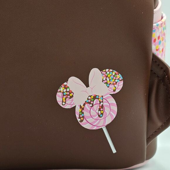 Loungefly Disney Minnie Mouse Chocolate Lollipop Ears Brown Mini Backpack Bag - Picture 8 of 12